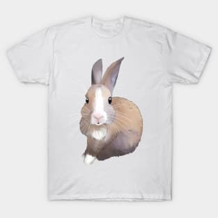 cute baby brown white rabbit _ Bunniesmee T-Shirt